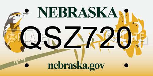 QSZ720 Nebraska License Plate