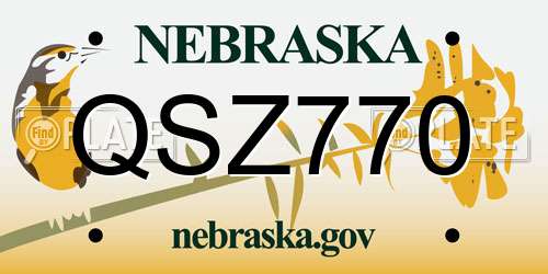 QSZ770 Nebraska License Plate