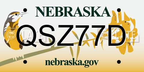 QSZ77D Nebraska License Plate