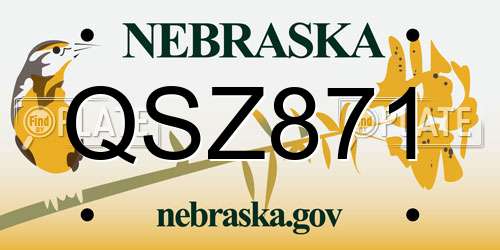 QSZ871 Nebraska License Plate