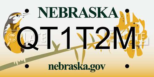 QT1T2M Nebraska License Plate