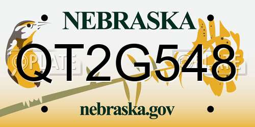 QT2G548 Nebraska License Plate