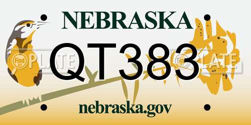 QT383 Nebraska License Plate