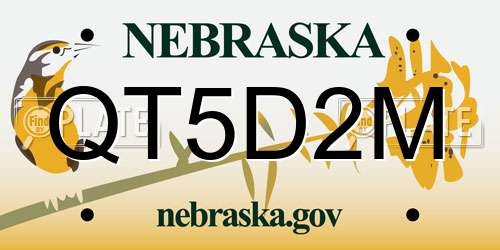 QT5D2M Nebraska License Plate