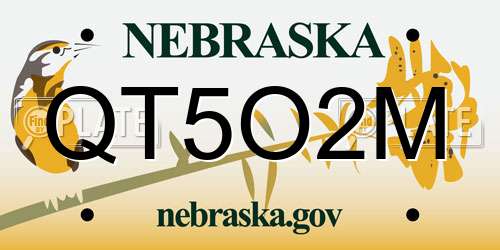 QT5O2M Nebraska License Plate