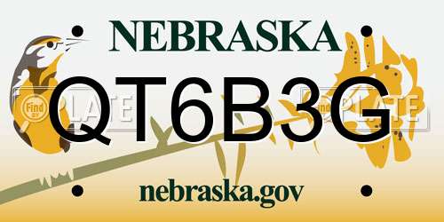 QT6B3G Nebraska License Plate