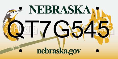 QT7G545 Nebraska License Plate