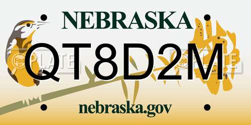 QT8D2M Nebraska License Plate