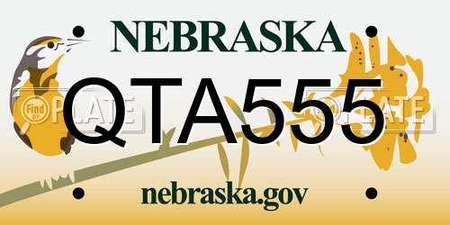 QTA555 Nebraska License Plate