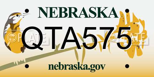 QTA575 Nebraska License Plate