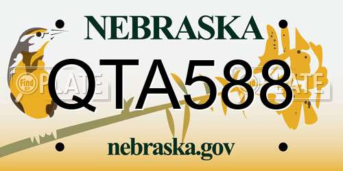 QTA588 Nebraska License Plate