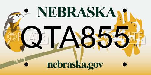 QTA855 Nebraska License Plate
