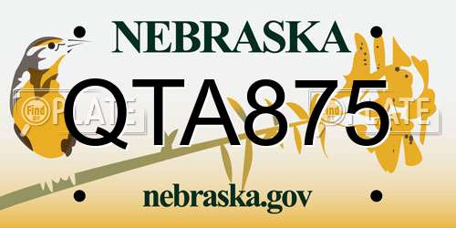 QTA875 Nebraska License Plate