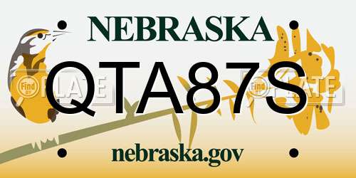 QTA87S Nebraska License Plate