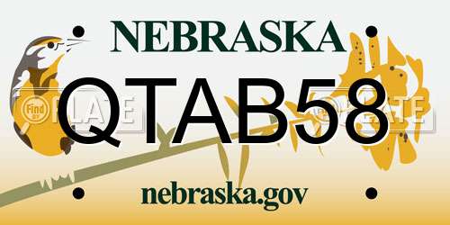 QTAB58 Nebraska License Plate