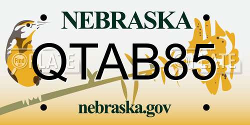 QTAB85 Nebraska License Plate