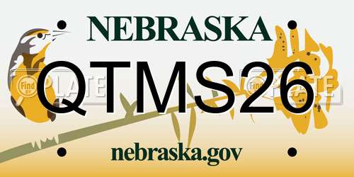 QTMS26 Nebraska License Plate