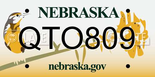 QTO809 Nebraska License Plate