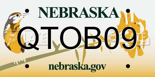 QTOB09 Nebraska License Plate