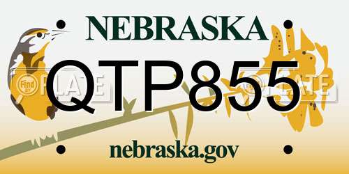 QTP855 Nebraska License Plate
