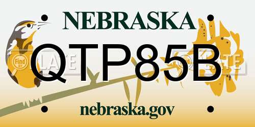 QTP85B Nebraska License Plate