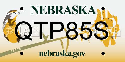 QTP85S Nebraska License Plate