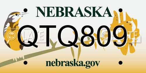 QTQ809 Nebraska License Plate