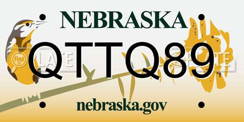 QTTQ89 Nebraska License Plate