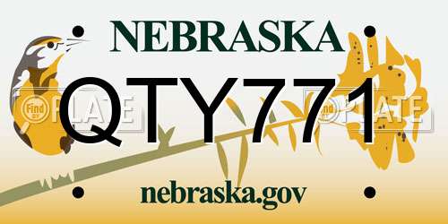 QTY771 Nebraska License Plate