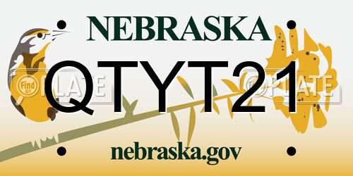 QTYT21 Nebraska License Plate