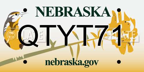 QTYT71 Nebraska License Plate