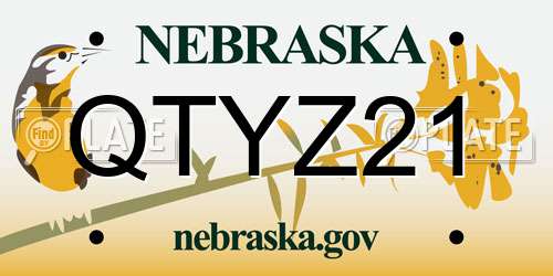 QTYZ21 Nebraska License Plate