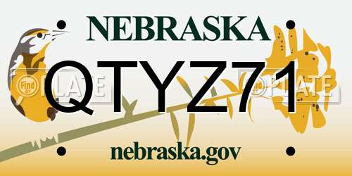 QTYZ71 Nebraska License Plate