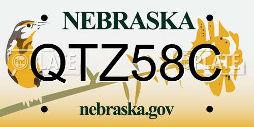 QTZ58C Nebraska License Plate