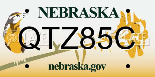 QTZ85C Nebraska License Plate