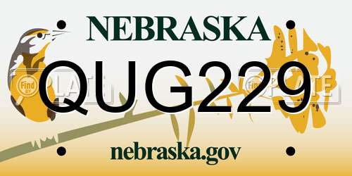 QUG229 Nebraska License Plate
