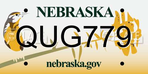 QUG779 Nebraska License Plate