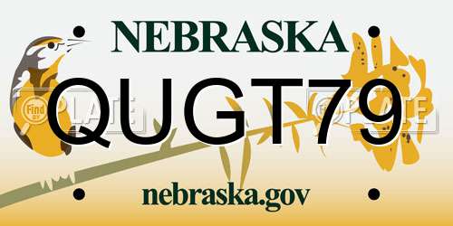 QUGT79 Nebraska License Plate
