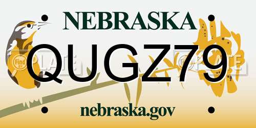 QUGZ79 Nebraska License Plate