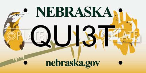 QUI3T Nebraska License Plate