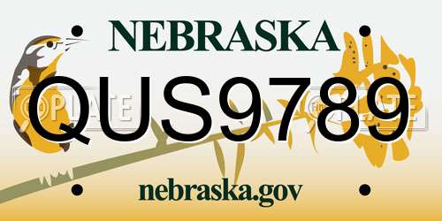 QUS9789 Nebraska License Plate
