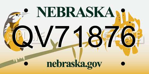 QV71876 Nebraska License Plate