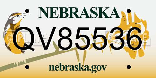QV85536 Nebraska License Plate