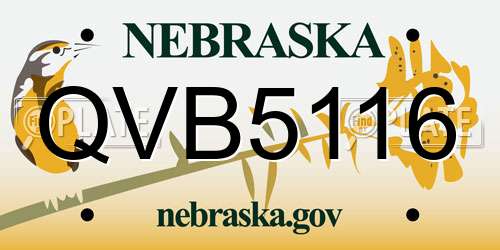 QVB5116 Nebraska License Plate
