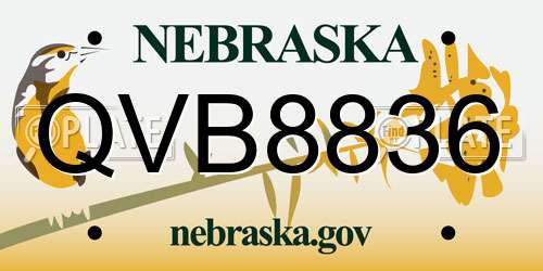 QVB8836 Nebraska License Plate