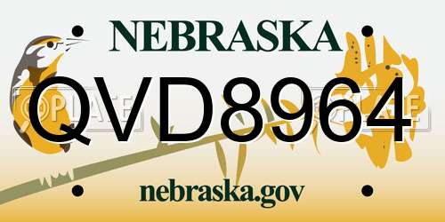 QVD8964 Nebraska License Plate