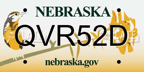 QVR52D Nebraska License Plate
