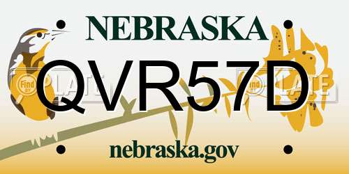 QVR57D Nebraska License Plate