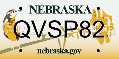 QVSP82 Nebraska License Plate