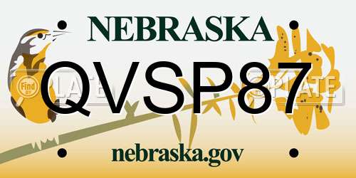 QVSP87 Nebraska License Plate